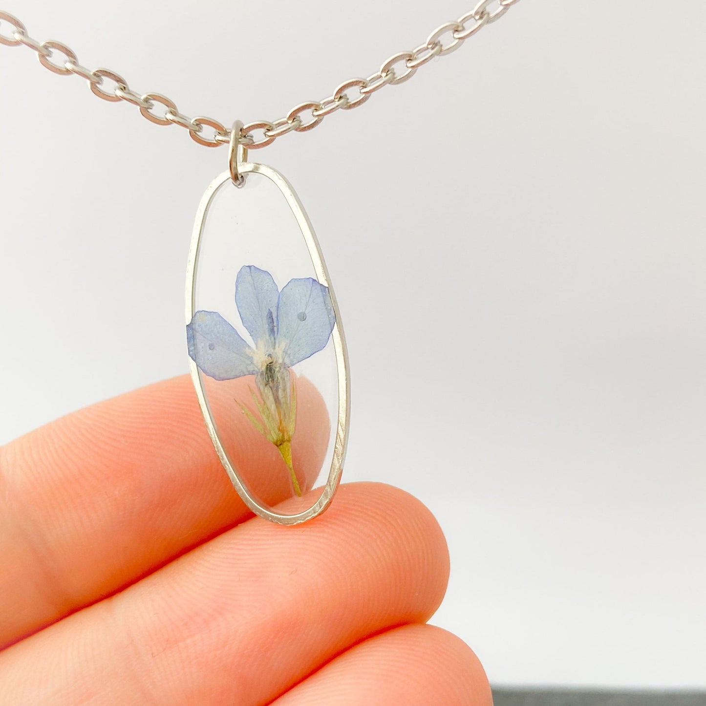 Collier de lobelia séchée cadeau de Noël pour elle bijoux en fleur naturelle - Lorred