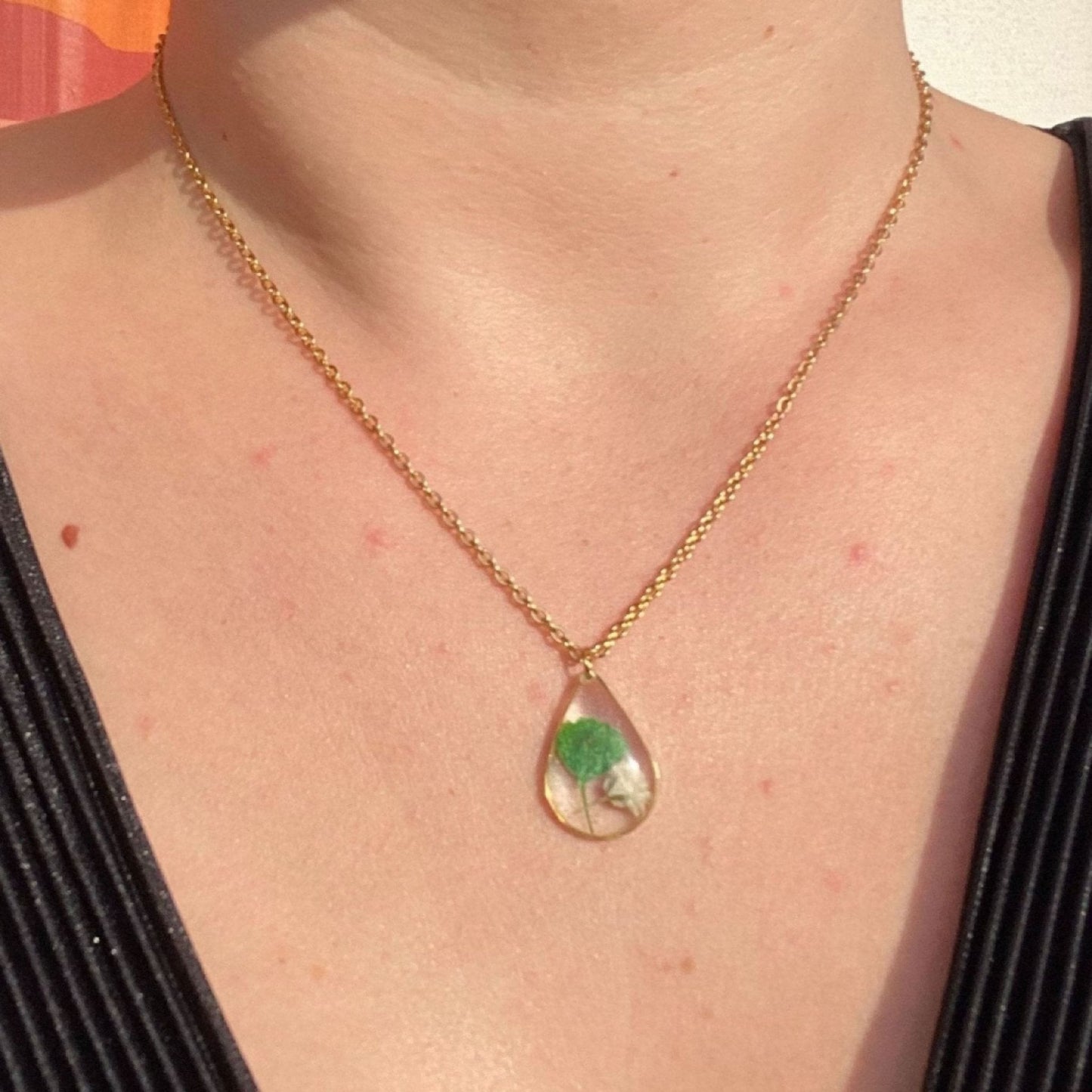 Collier goutte ALEGRO blanc et vert orColliersLorred