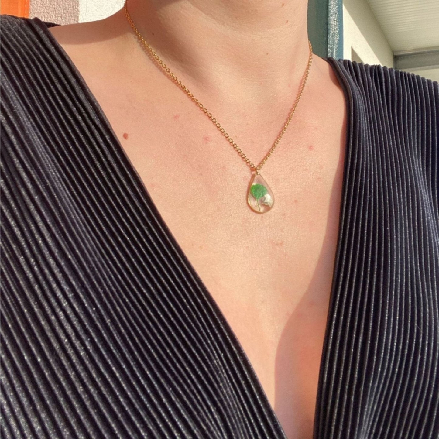 Collier goutte ALEGRO blanc et vert orColliersLorred