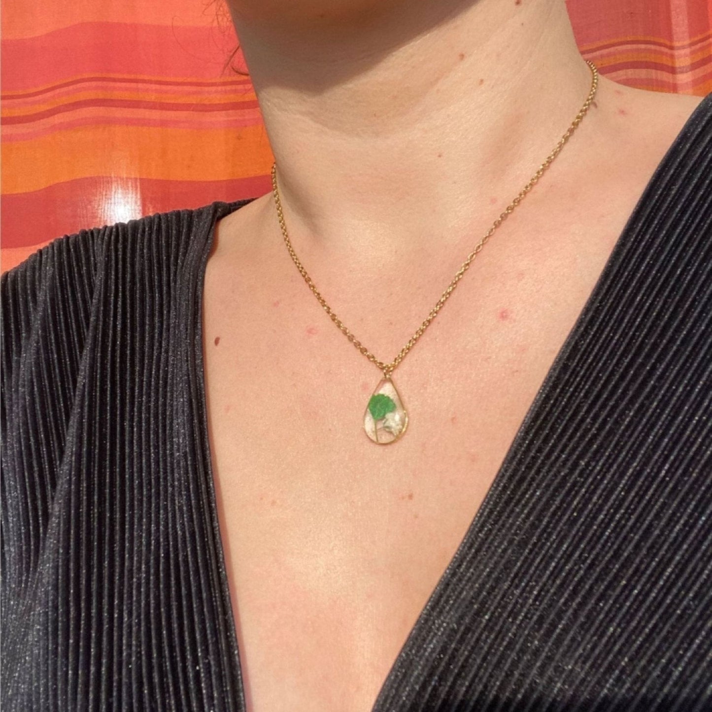 Collier goutte ALEGRO blanc et vert orColliersLorred