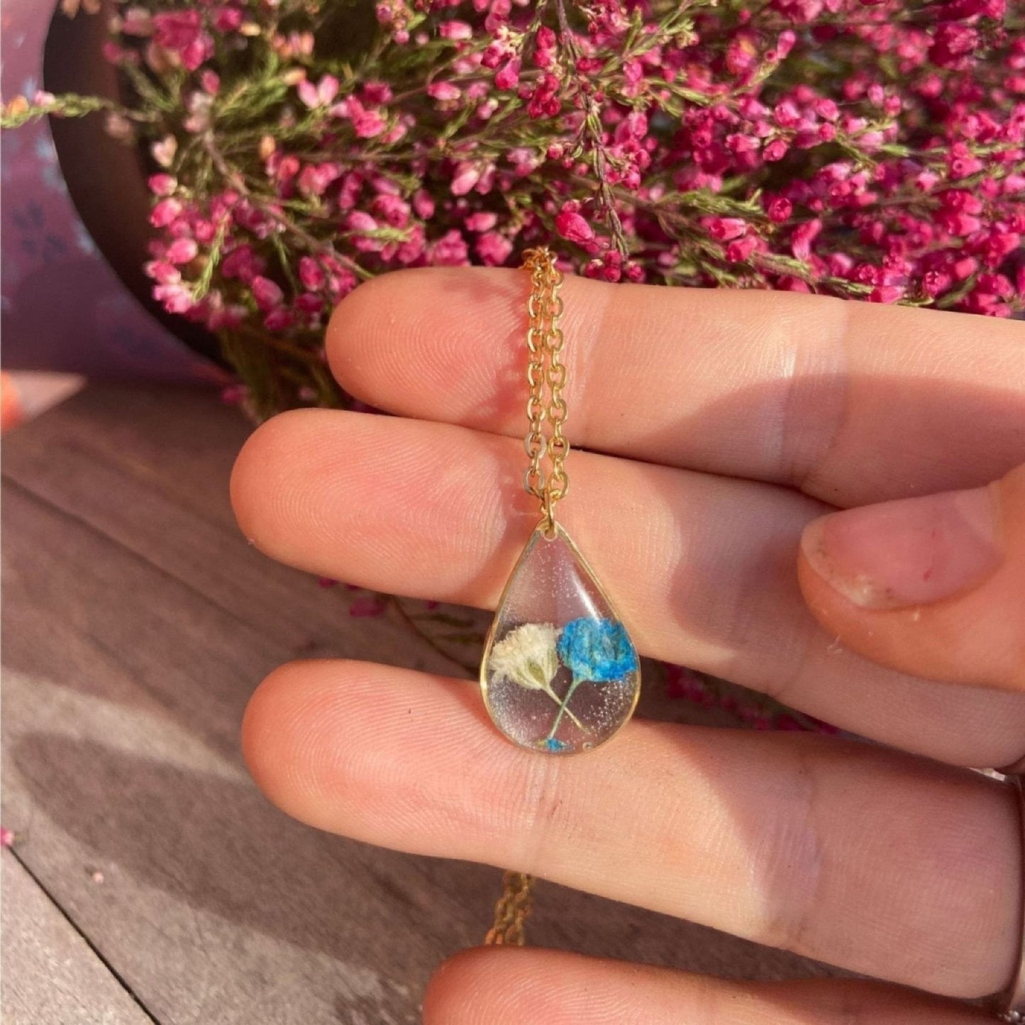 Collier goutte ALEGRO bleu et blanc orColliersLorred