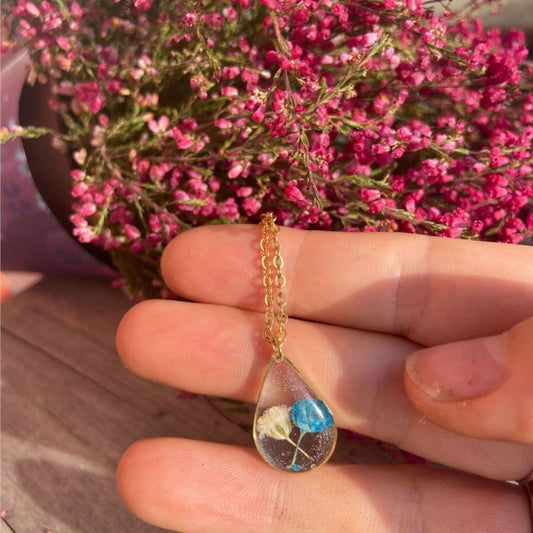 Collier goutte ALEGRO bleu et blanc orColliersLorred