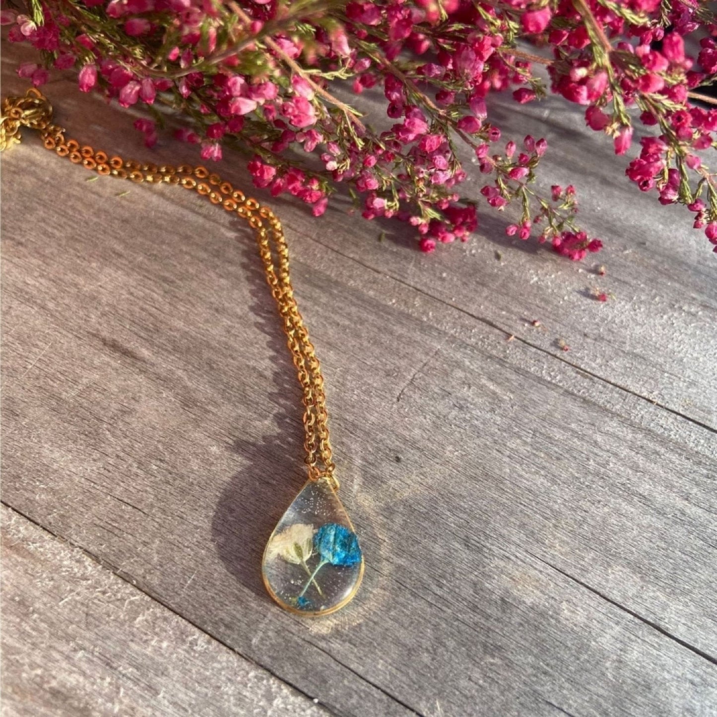 Collier goutte ALEGRO bleu et blanc orColliersLorred