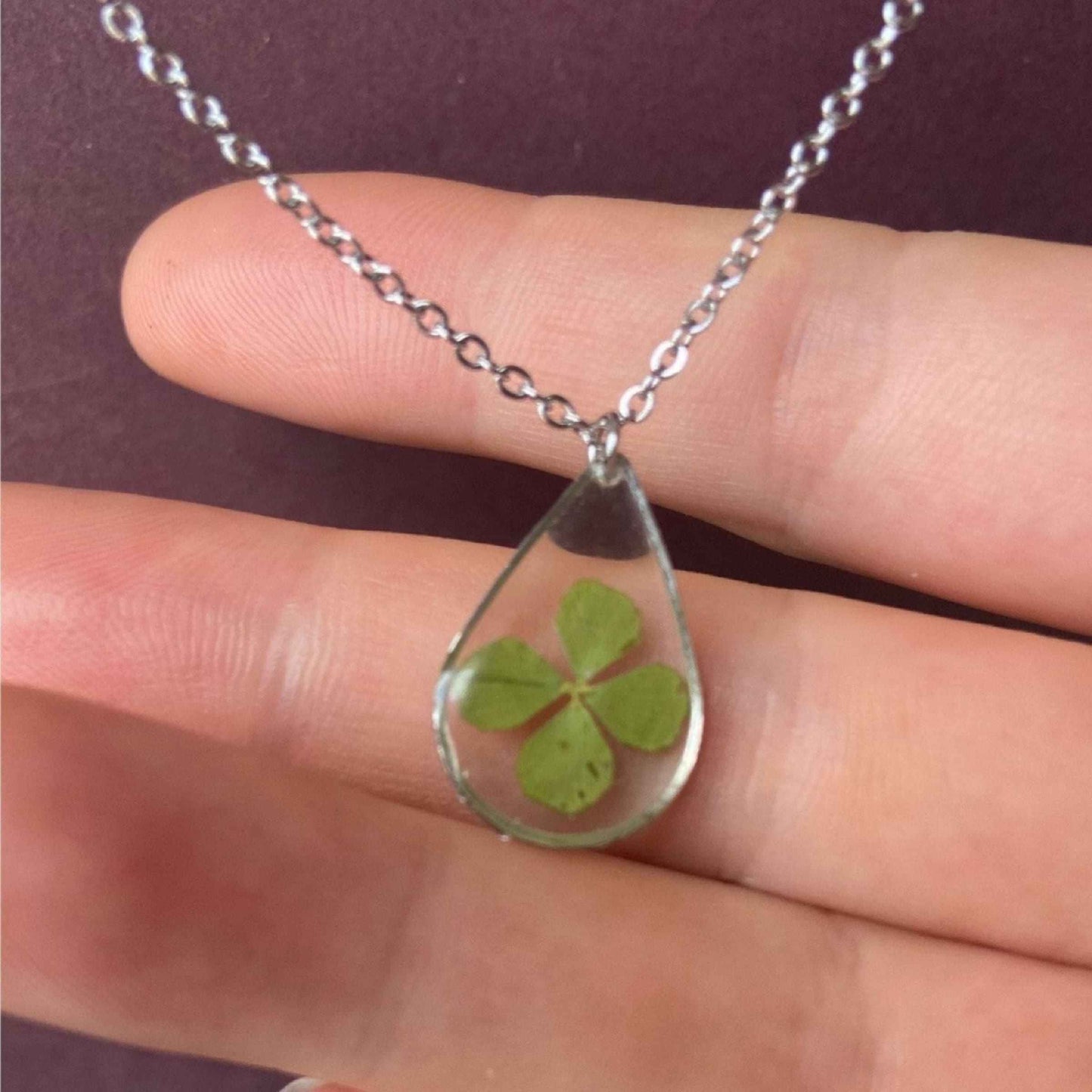 Collier Goutte de Chance - Trèfle Argenté