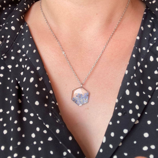Collier HEXA au fleurs de myosotisColliersLorred
