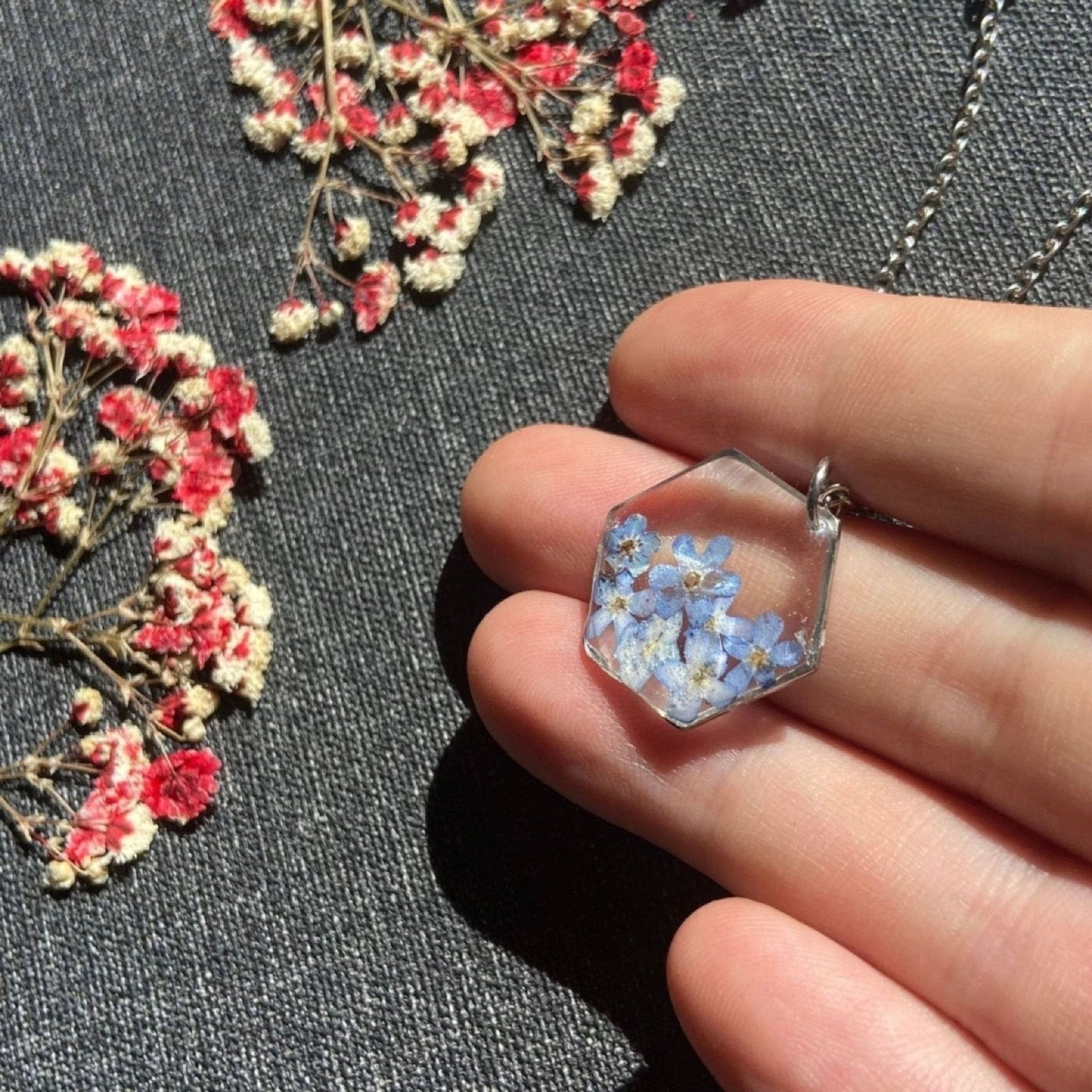 Collier HEXA au fleurs de myosotisColliersLorred