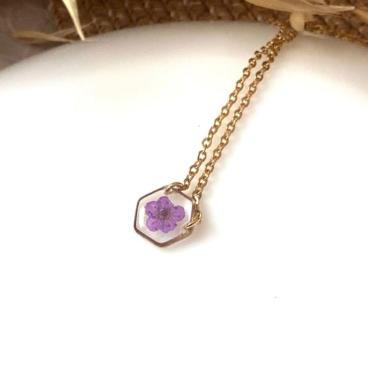 Collier LÉA inclusion fleur de spirée violetteColliersLorred