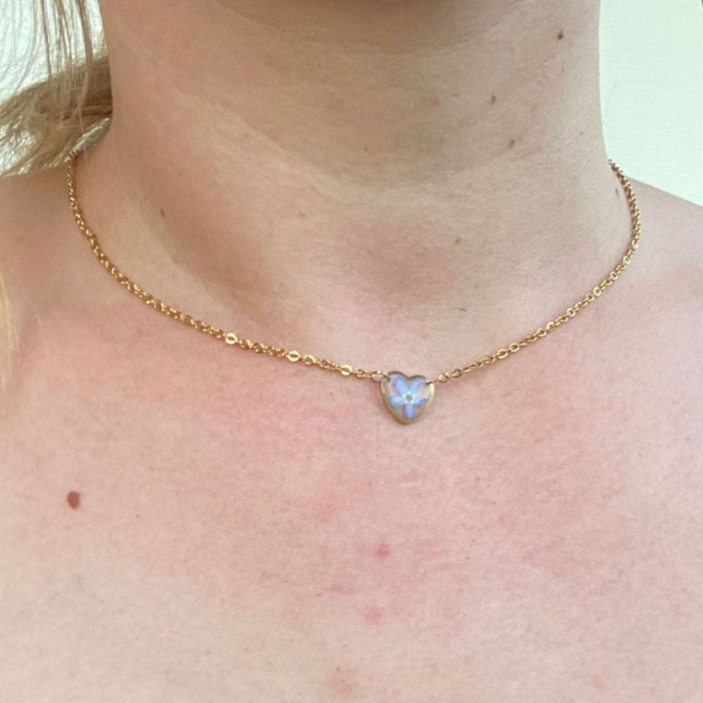 Collier LOVELY cœur inclusion de myosotisColliersLorred