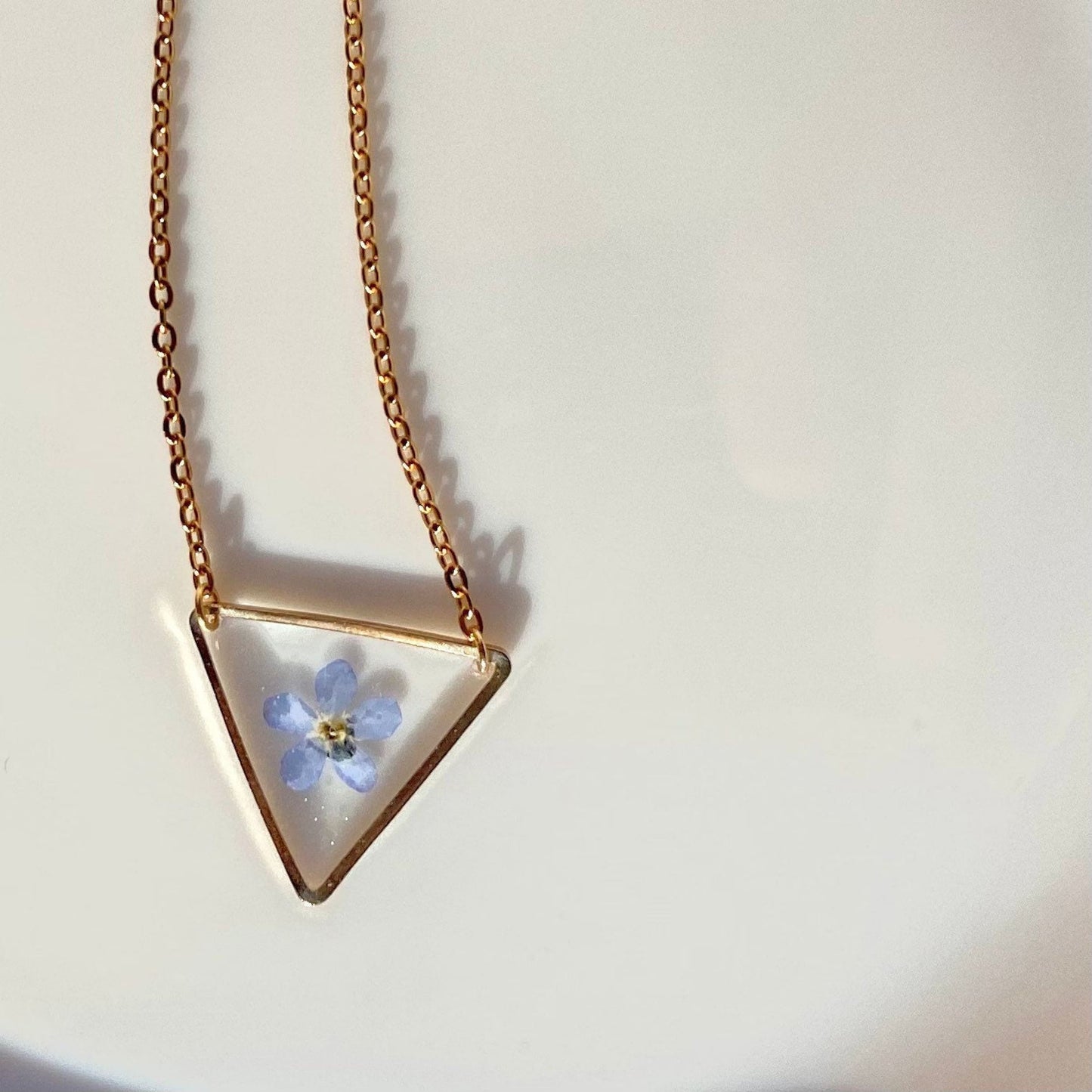 Collier myosotis triangle couleur or cadeau de fête des mères pour elle - Lorred