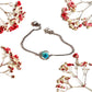 Bleu spiraea fleur pressée couleur argent couleur bracelet cadeau promesse de Noël cadeau - Lorred