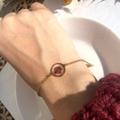 Bracelet de couleur or avec cadeau de fleur de bruyère rose pour elle - Lorred