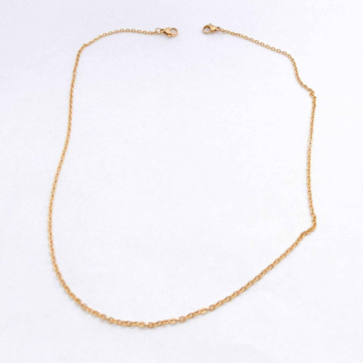 Collier chaine double fermoir en acier inox de couleur or de longueur personnalisable pour femme et