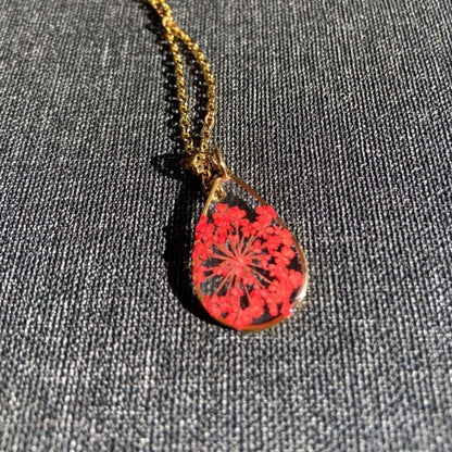 Collier goutte de DRA rouge orColliersLorred