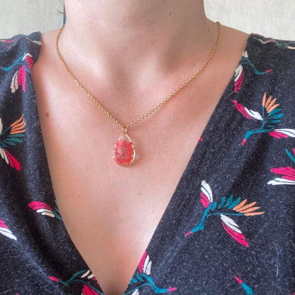 Collier goutte de DRA rouge orColliersLorred