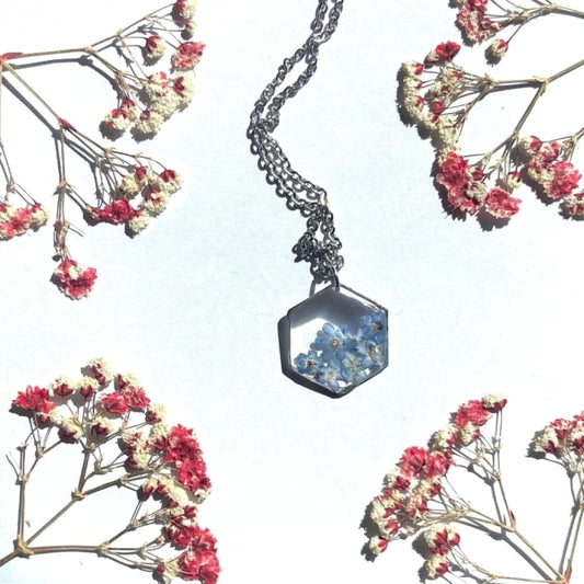 Collier HEXA au fleurs de myosotisColliersLorred