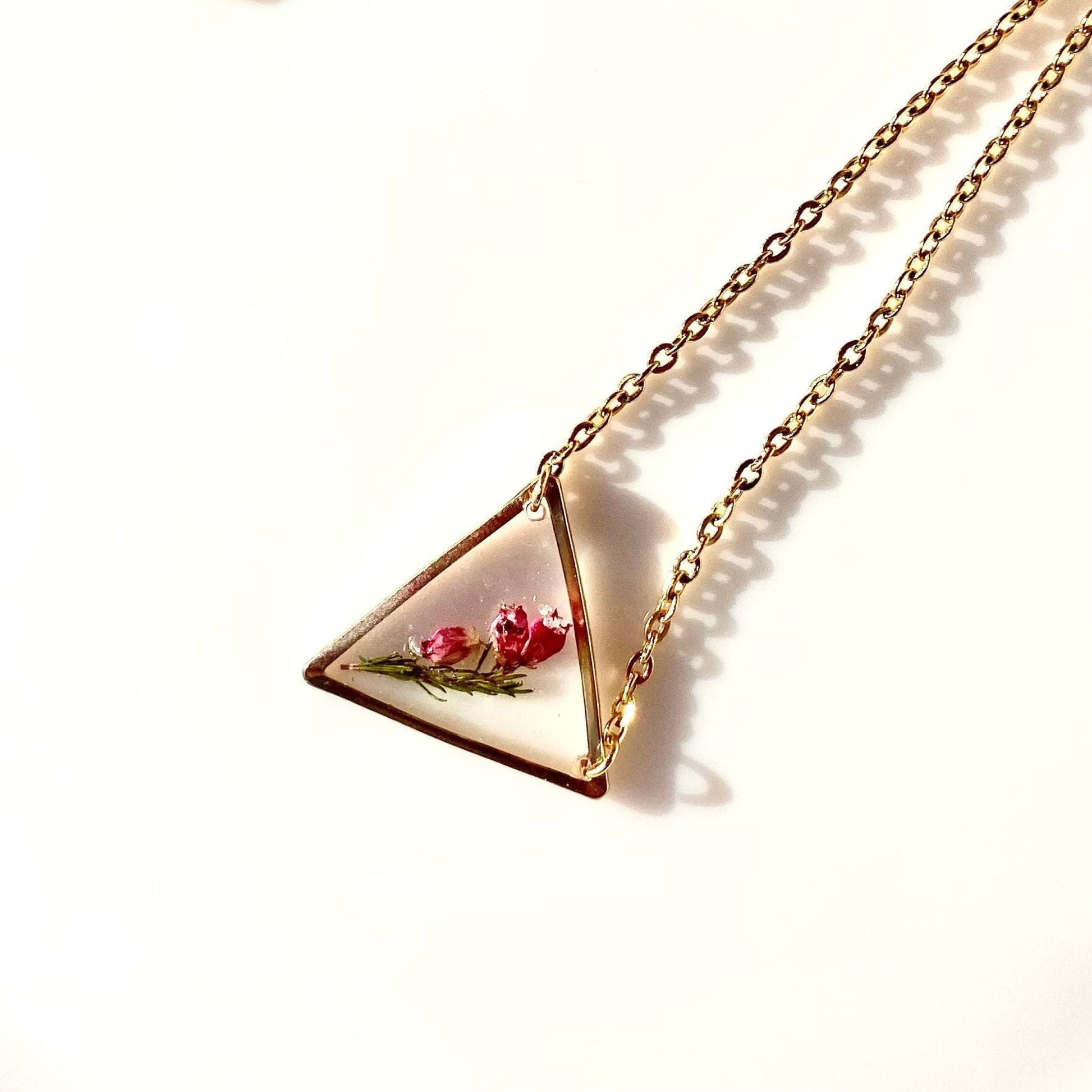 Collier triangle couleur or inclusion de bruyère cadeau de fête des mères pour elle - Lorred