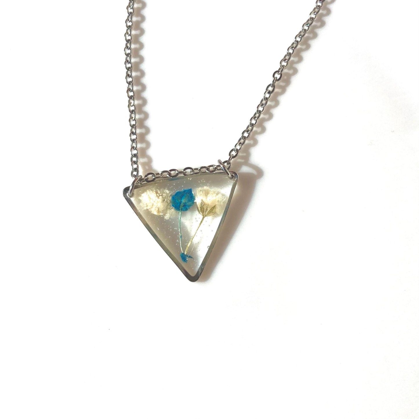 Bébé souffle fleur argent couleur triangle collier Graduation Cadeau pour elle dans les bijoux terrarium - Lorred