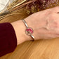 Bracelet hexagone argenté inclusion de la rose rouge cadeau pour la fête des Fête des grands-mères - Lorred
