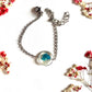Bracelet simple de couleur argent avec souffle de bébé bleu fleur pressée cadeau de Noël pour elle - Lorred