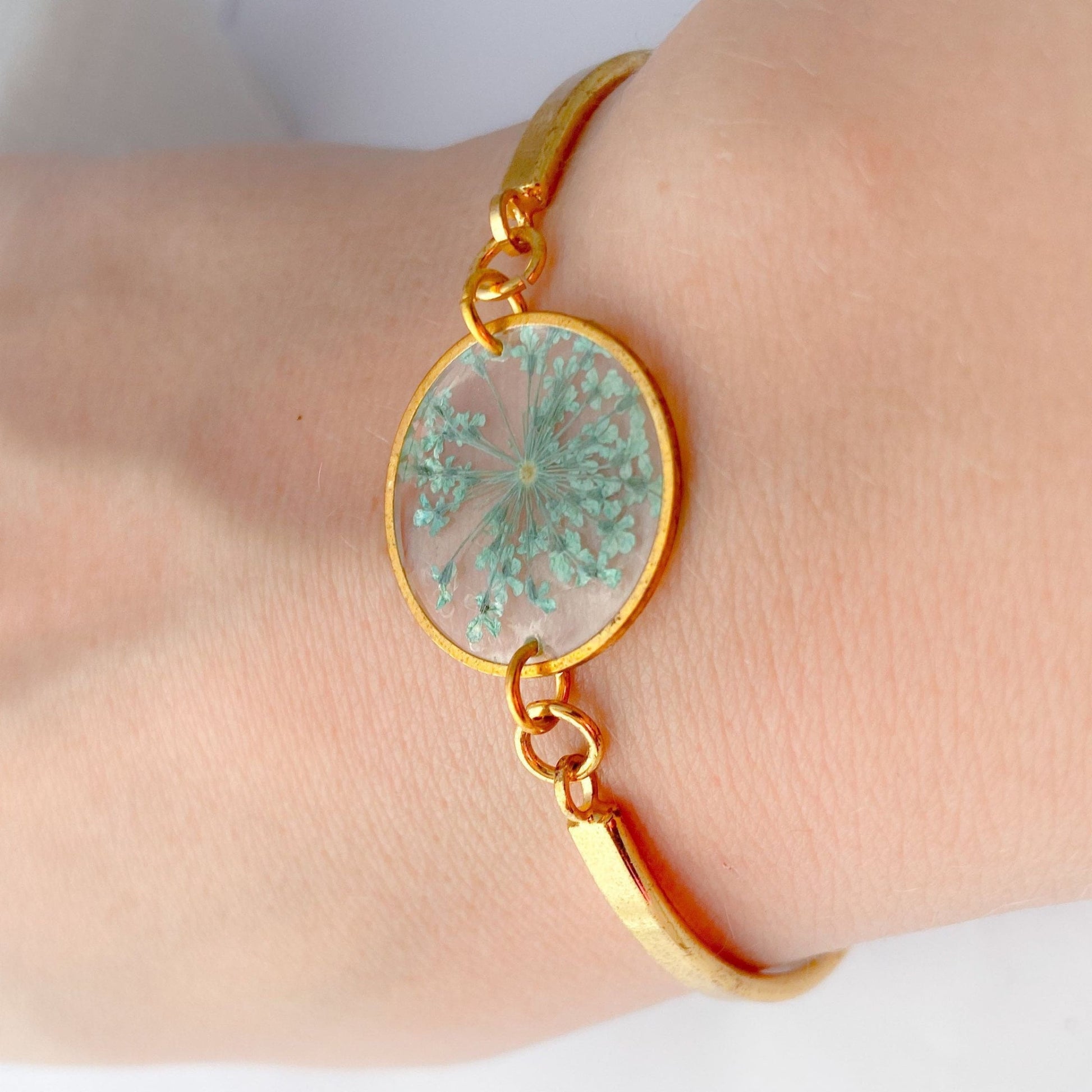 Français  Apprenez à prononcer  Le bracelet en or rose avec fleur pressée est un cadeau parfait pour ses bijoux en terrarium - Lorred
