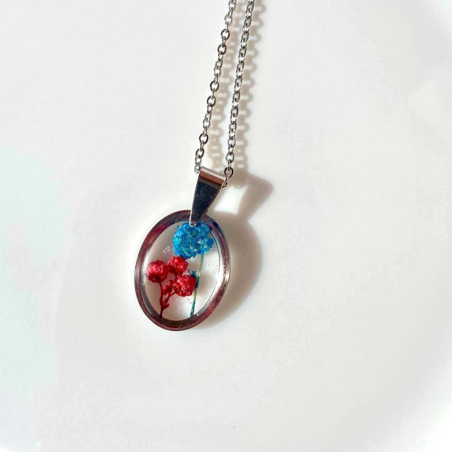 Ozothamnus rouge et bleu bébé souffle fleur collier cadeau de fête des mères pour elle - Lorred